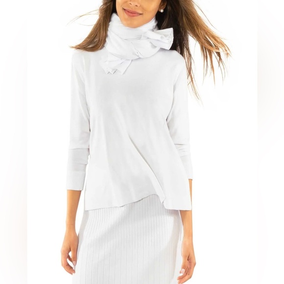 Gretchen Scott Designs Sweaters - Gretchen Scott Sneak a Peek Sweater White High Low Knit Top Size Small